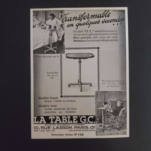 La Table Transformable Table Original Print Magazine Advertisement From 1938